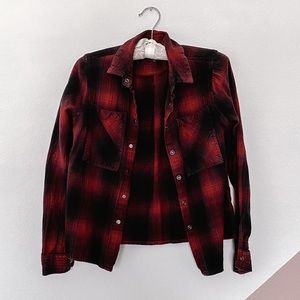 Top shop red plaid crop